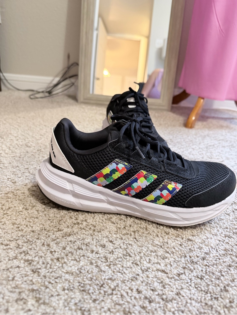 adidas FIFA 26 Black Athletic Running Shoes with Multicolor Stripes